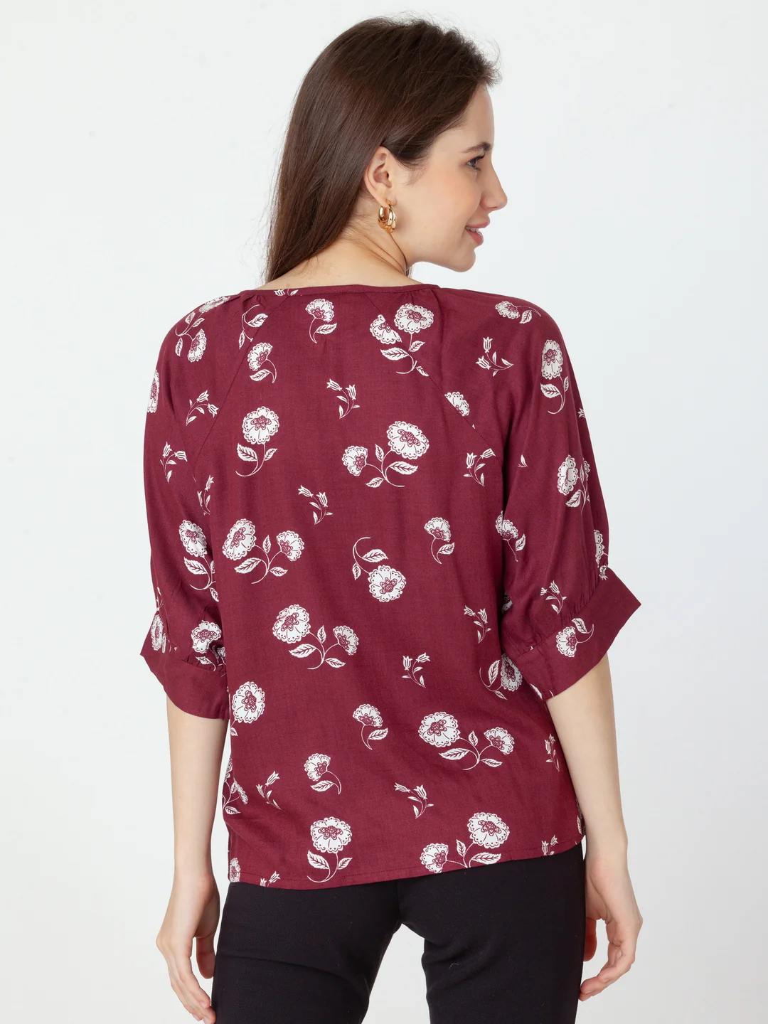 Maroon Printed Regular Top - Image 4