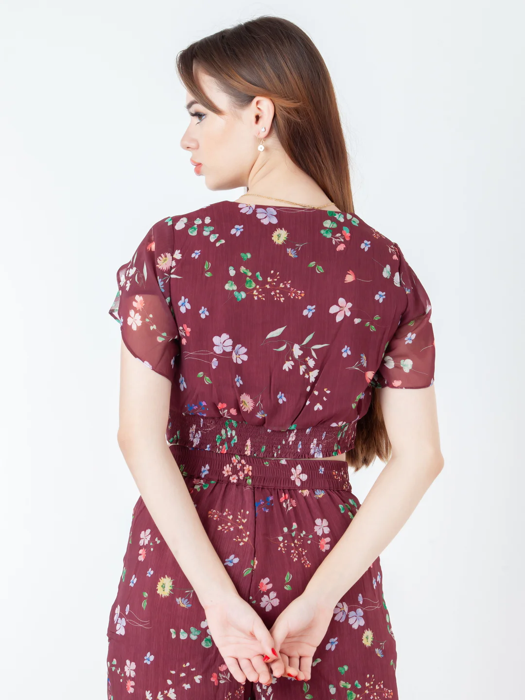 Maroon Printed Regular Top - Image 4