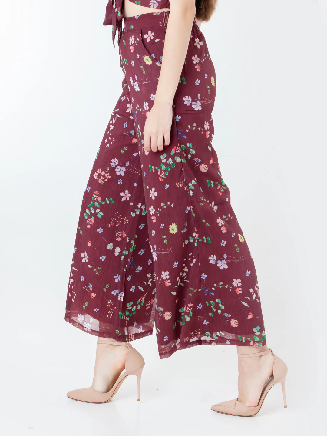 Maroon Printed Regular Trouser - Image 3