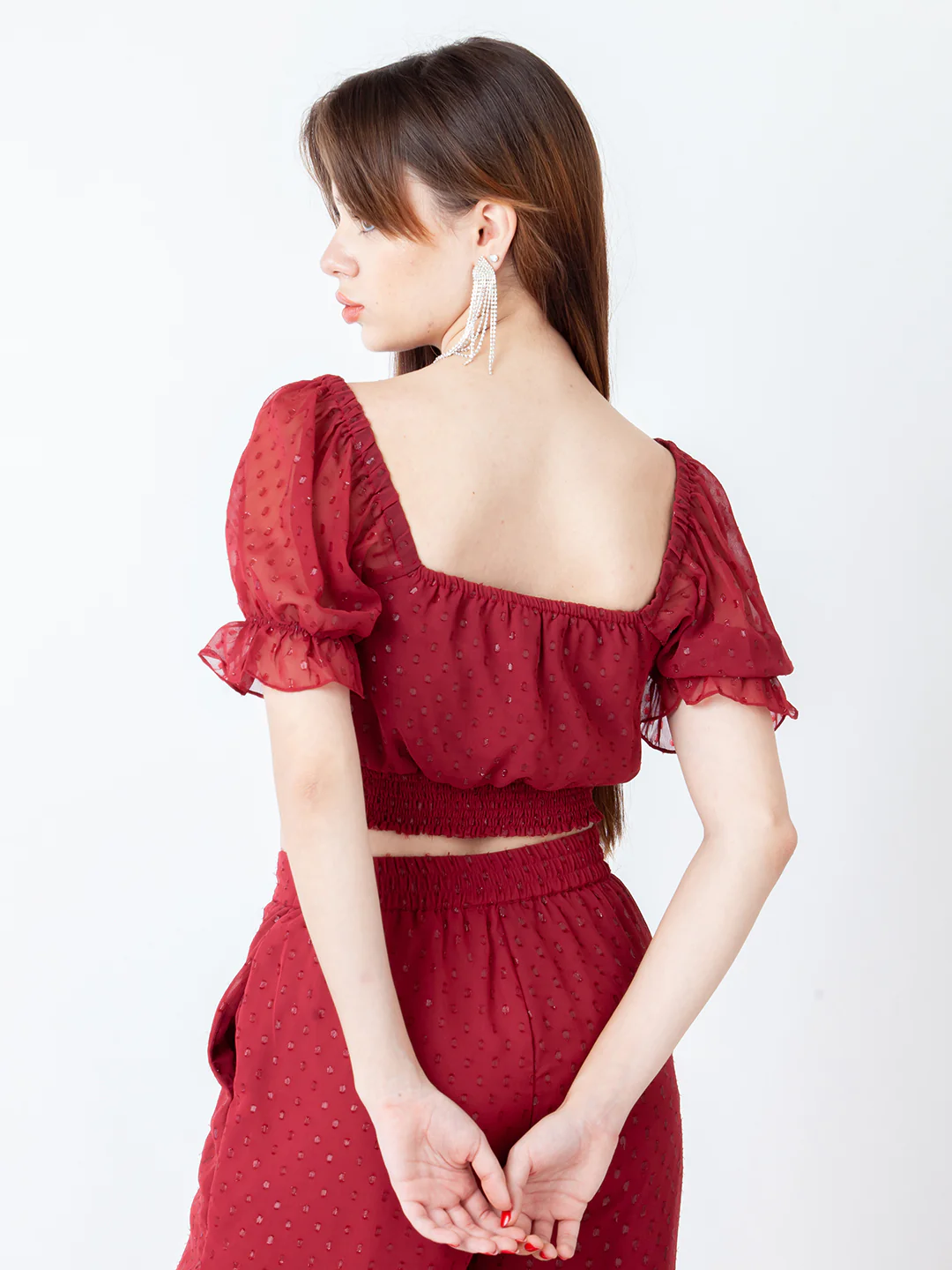 Maroon Self Design Regular Top - Image 4