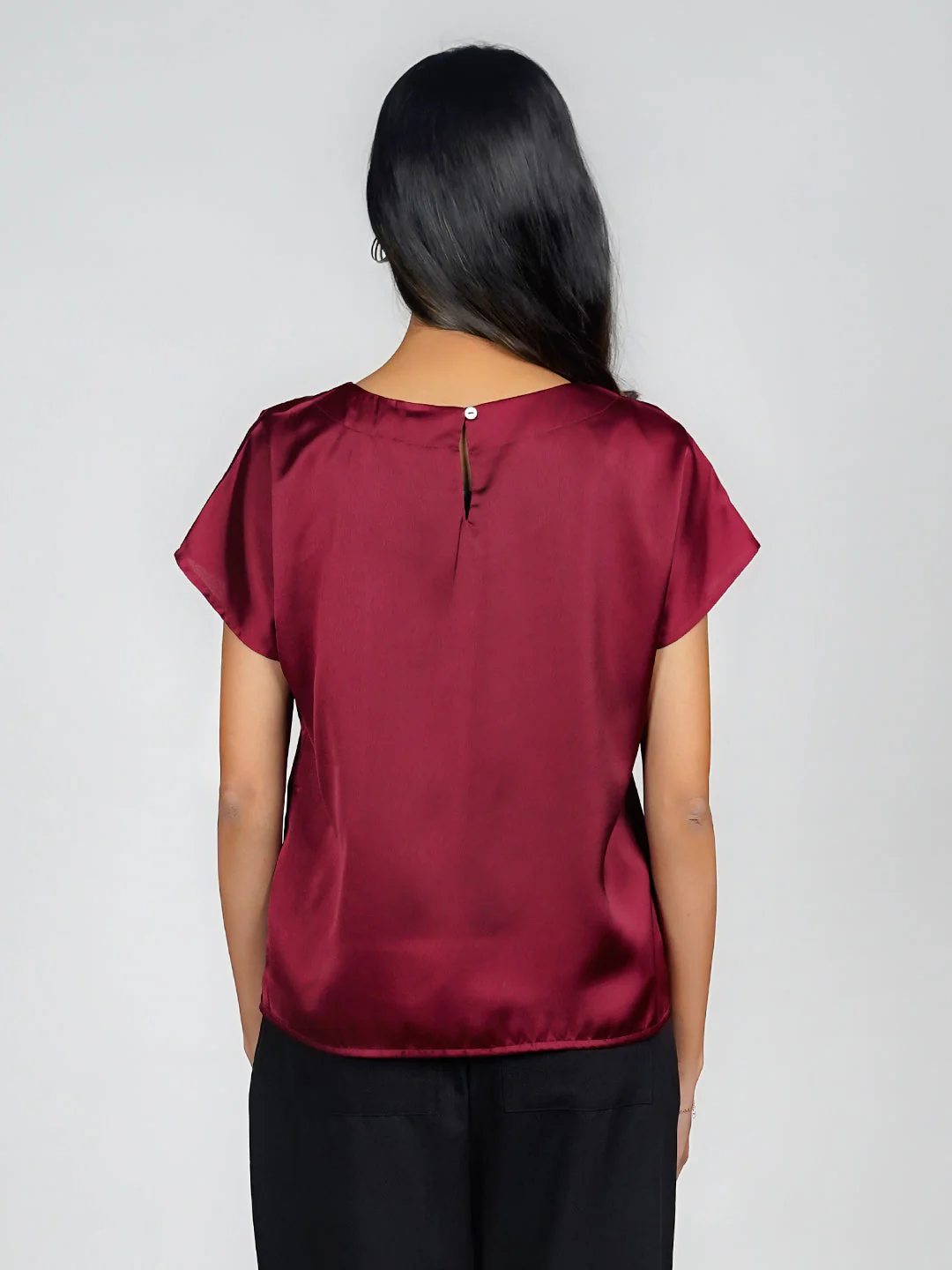 Maroon Solid Basic Top - Image 4