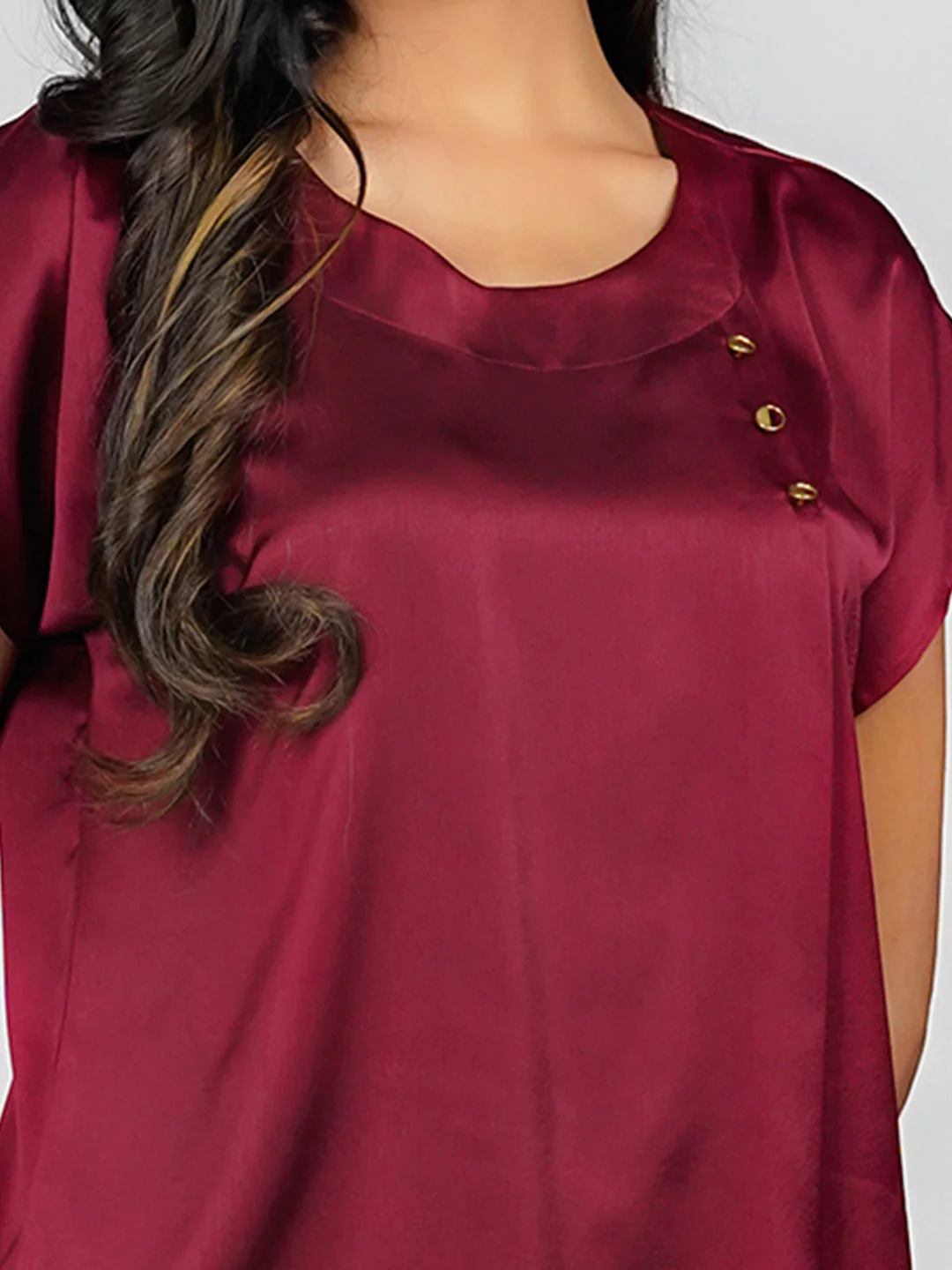 Maroon Solid Basic Top - Image 5