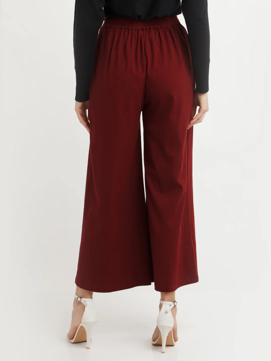 Maroon Solid Pants - Image 2