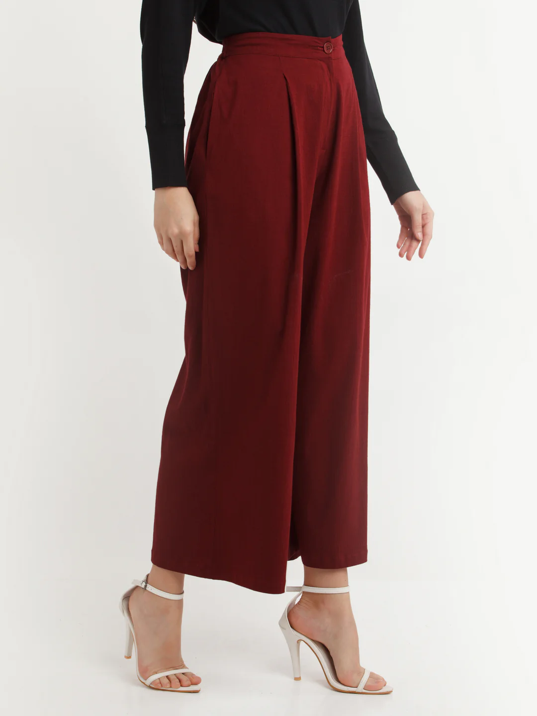 Maroon Solid Pants - Image 4