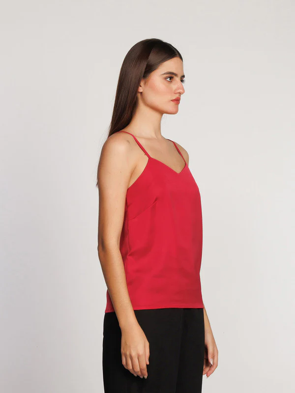 Maroon Solid Regular Tank Top - Image 3
