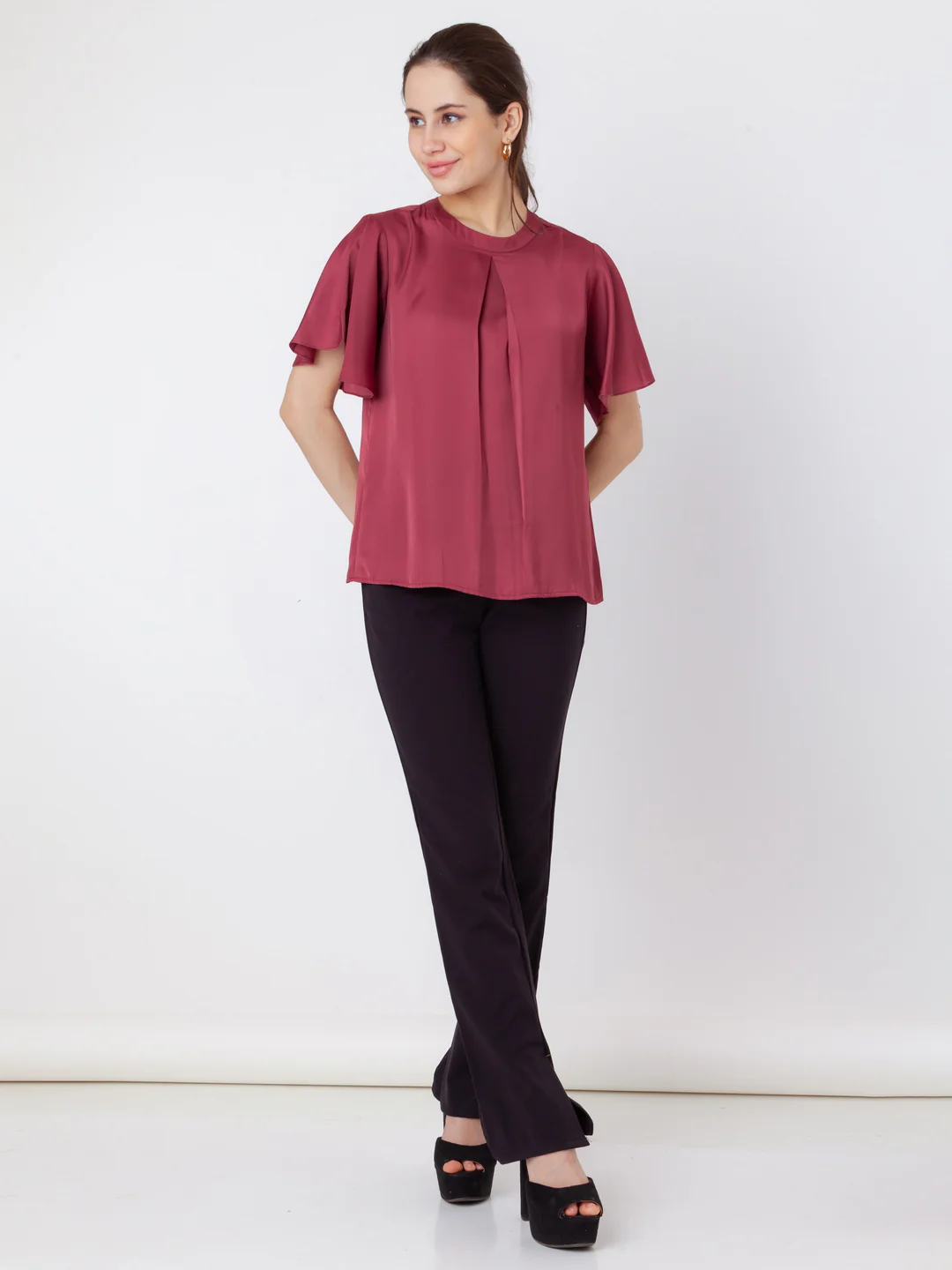 Maroon Solid Regular Top