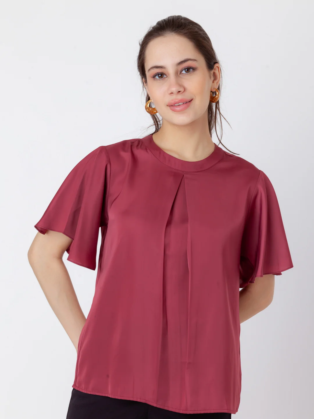 Maroon Solid Regular Top - Image 2