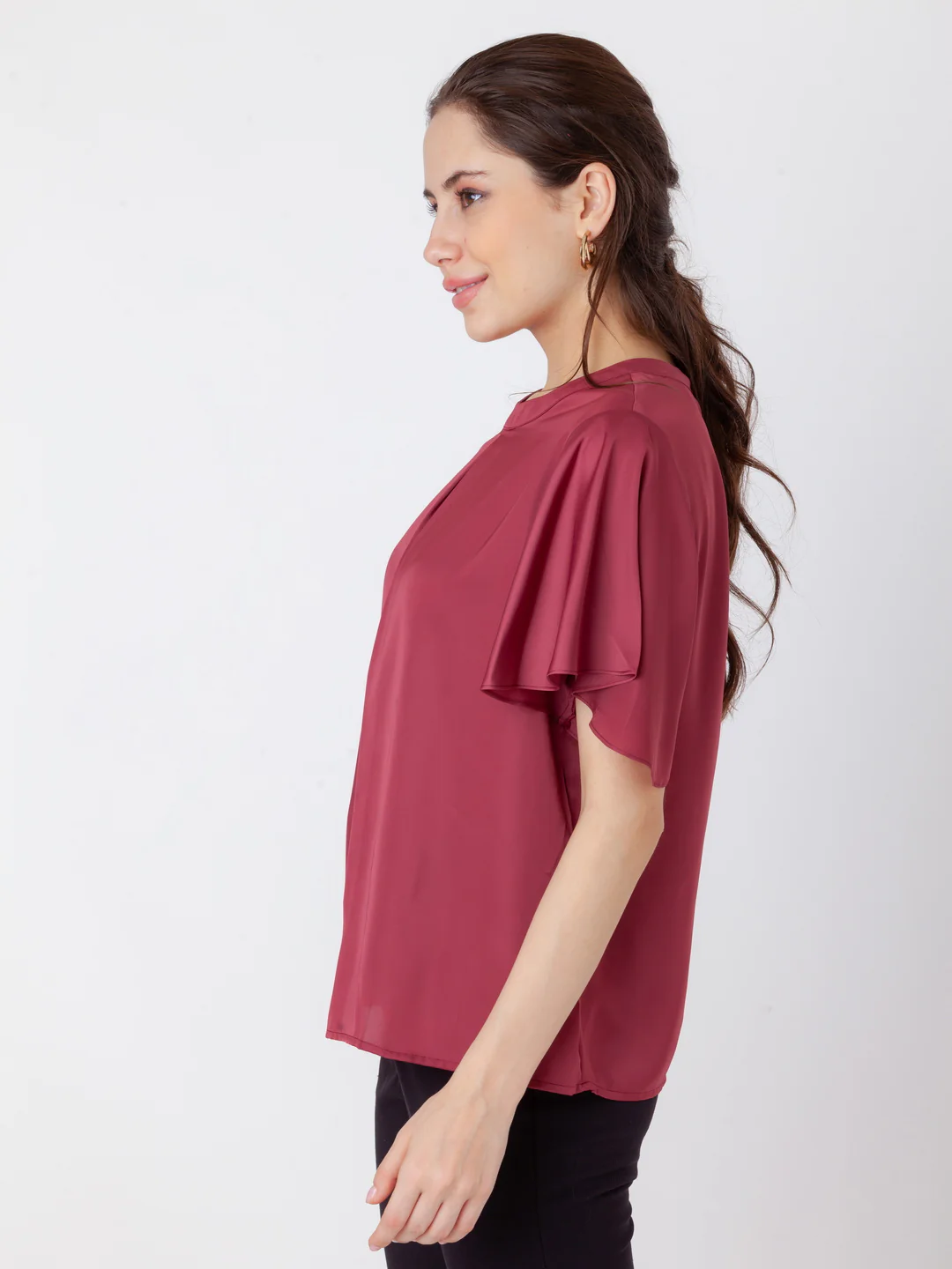 Maroon Solid Regular Top - Image 3