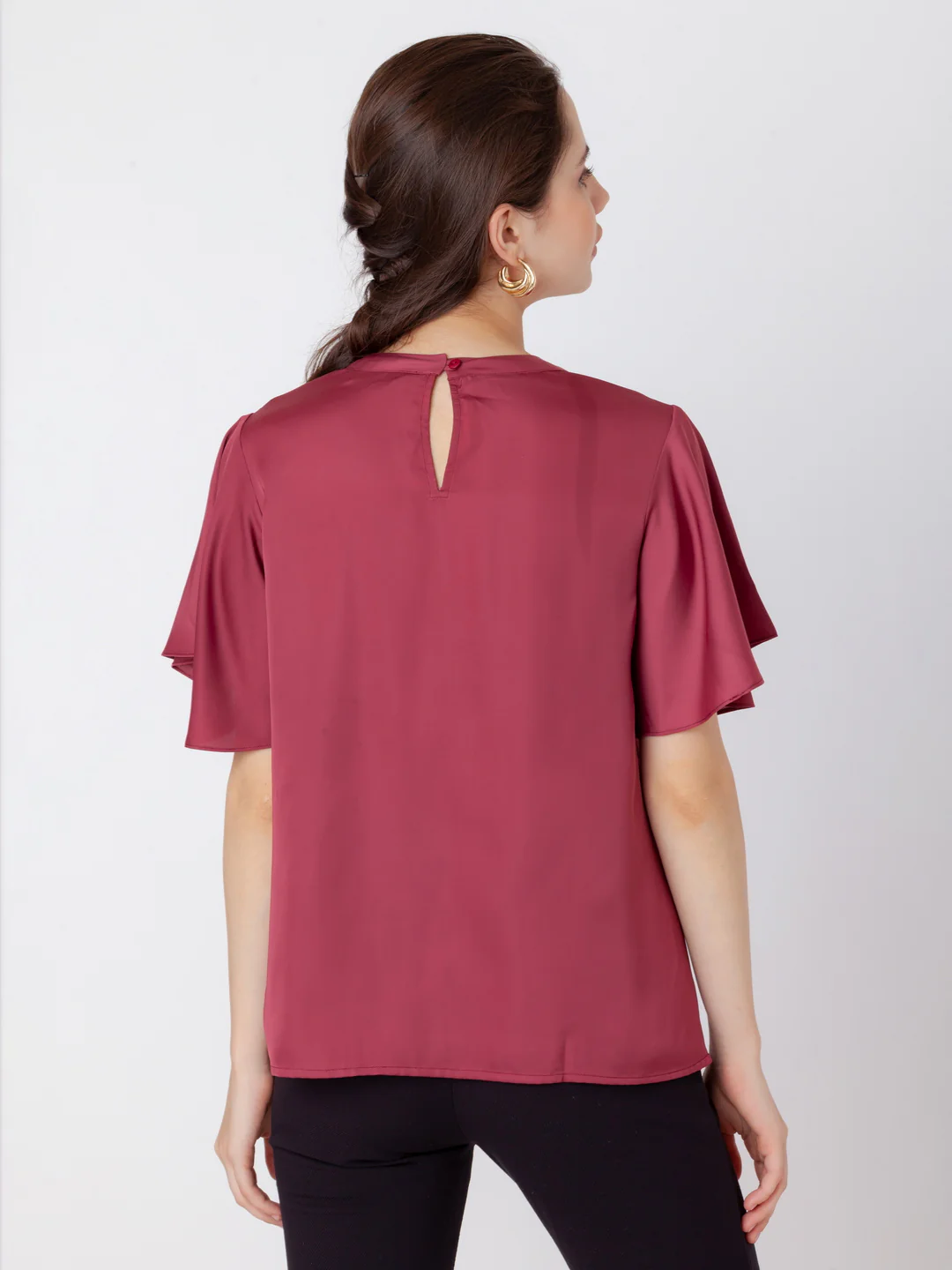 Maroon Solid Regular Top - Image 4