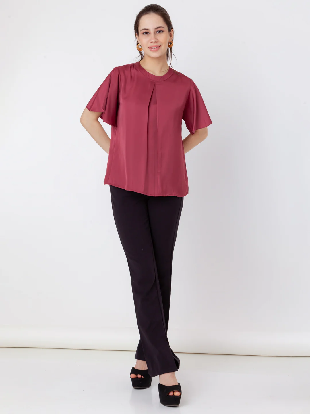 Maroon Solid Regular Top - Image 5
