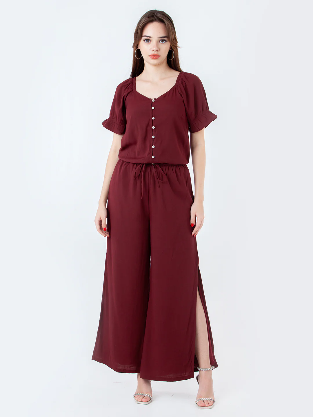 Maroon Solid Regular Top