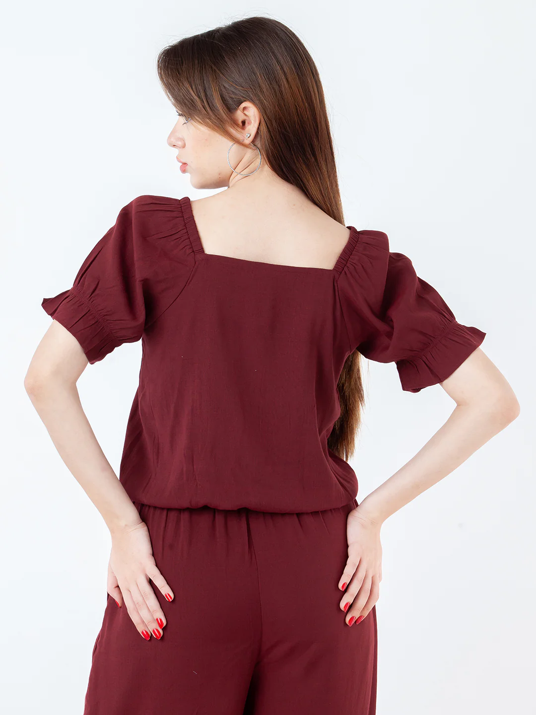 Maroon Solid Regular Top - Image 4