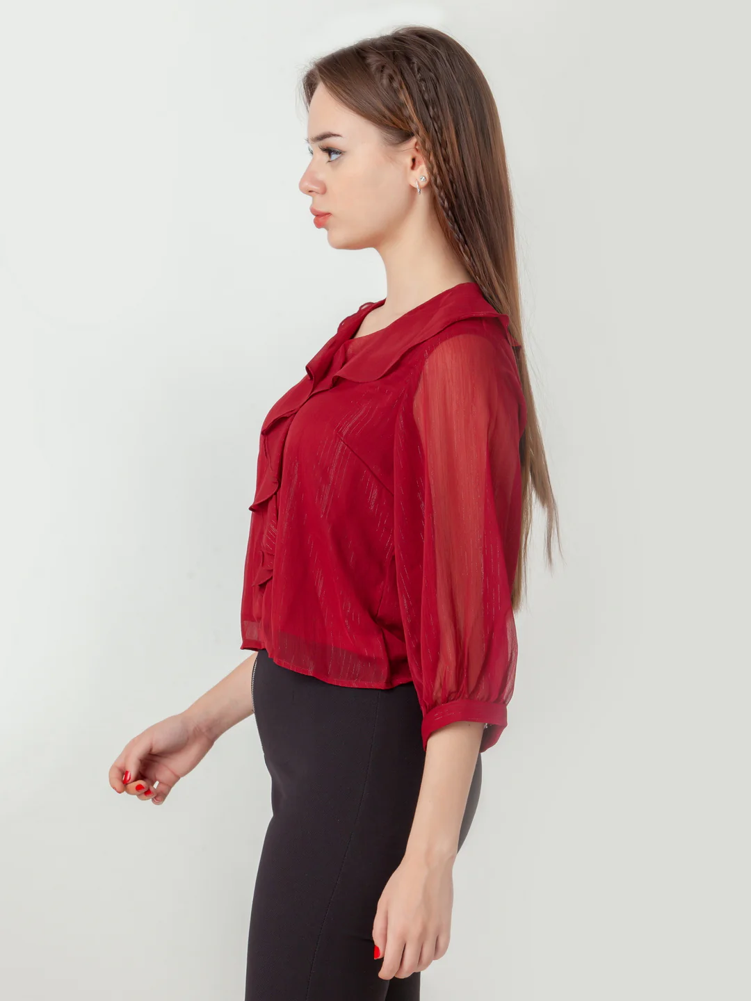 Maroon Solid Regular Top - Image 4