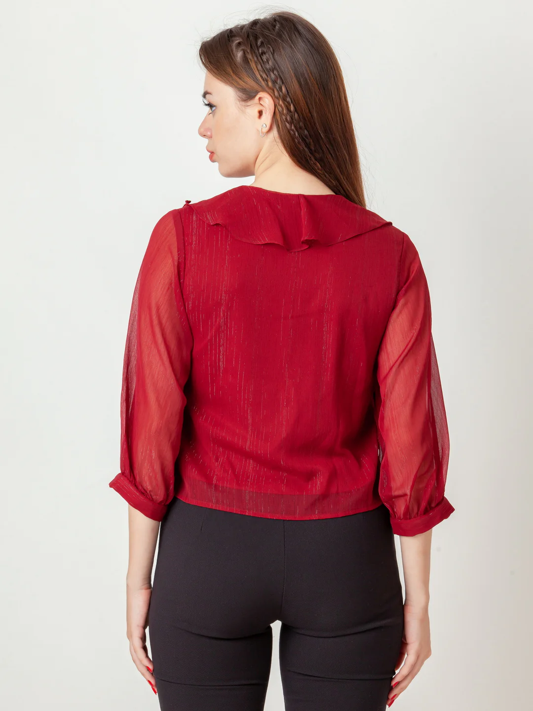 Maroon Solid Regular Top - Image 5