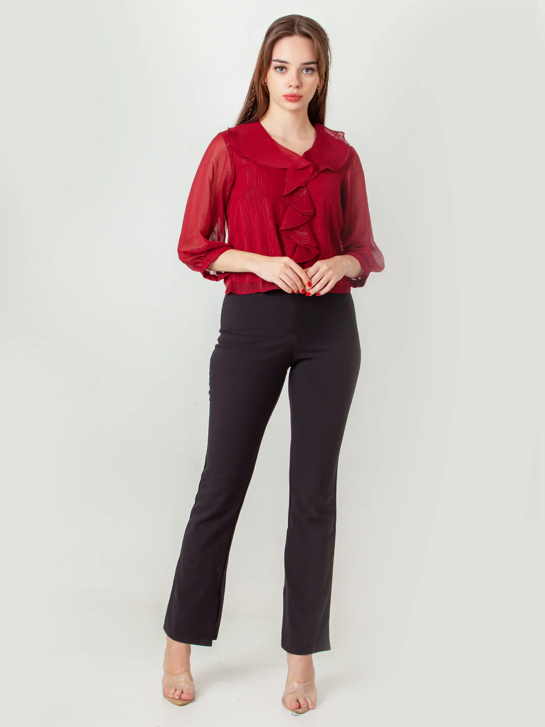 Maroon Solid Regular Top - Image 6
