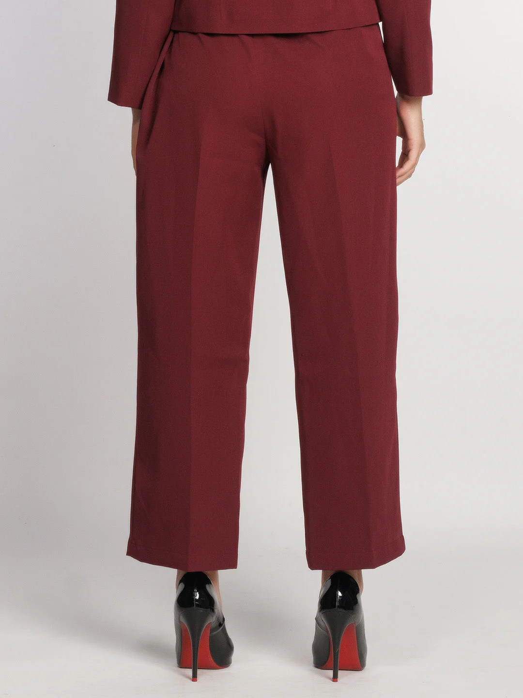 Maroon Solid Regular Trouser - Image 4