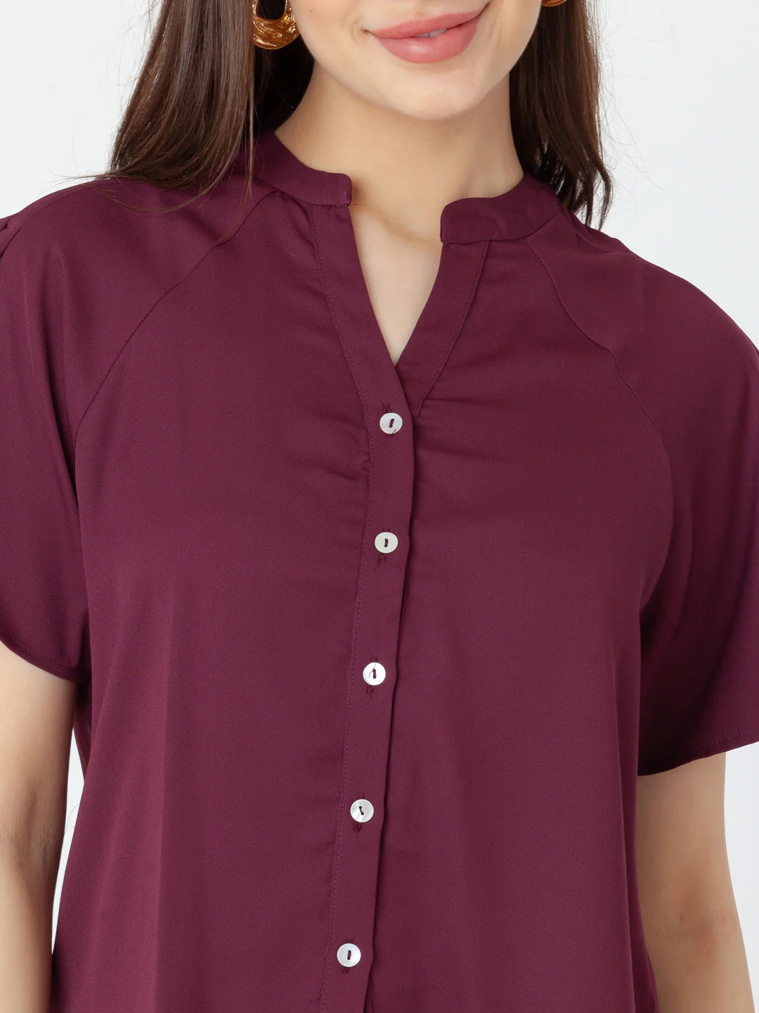 Maroon Solid Shirt Top - Image 6