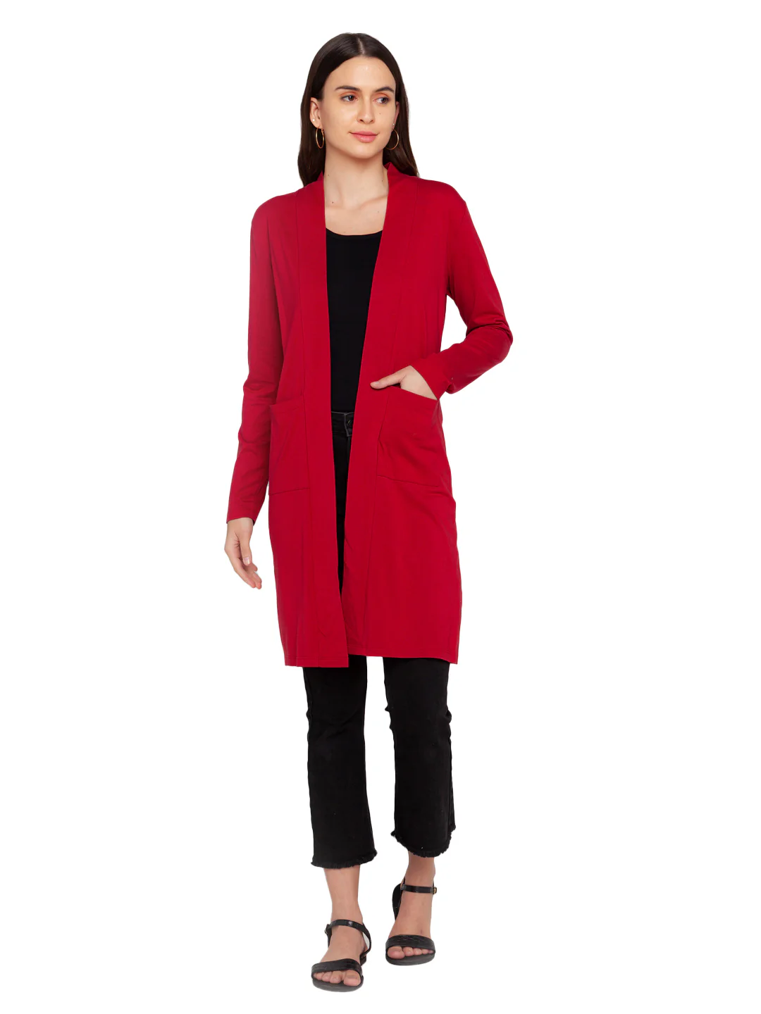 Maroon Solid Shrug - Image 5