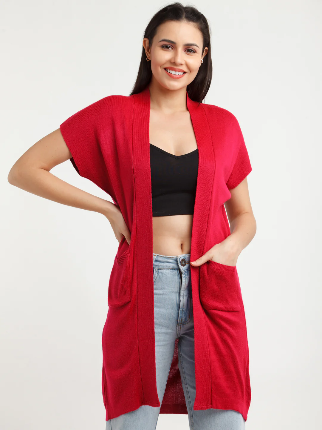 Maroon Solid Shrug - Image 4