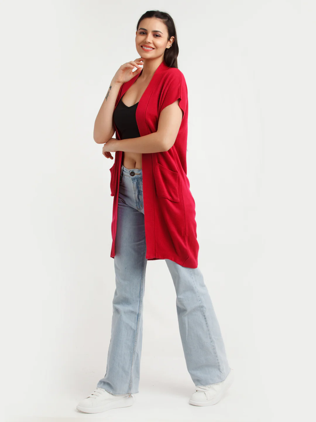 Maroon Solid Shrug - Image 5