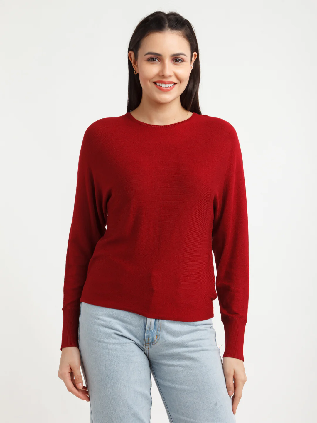 Maroon Solid Sweater - Image 2