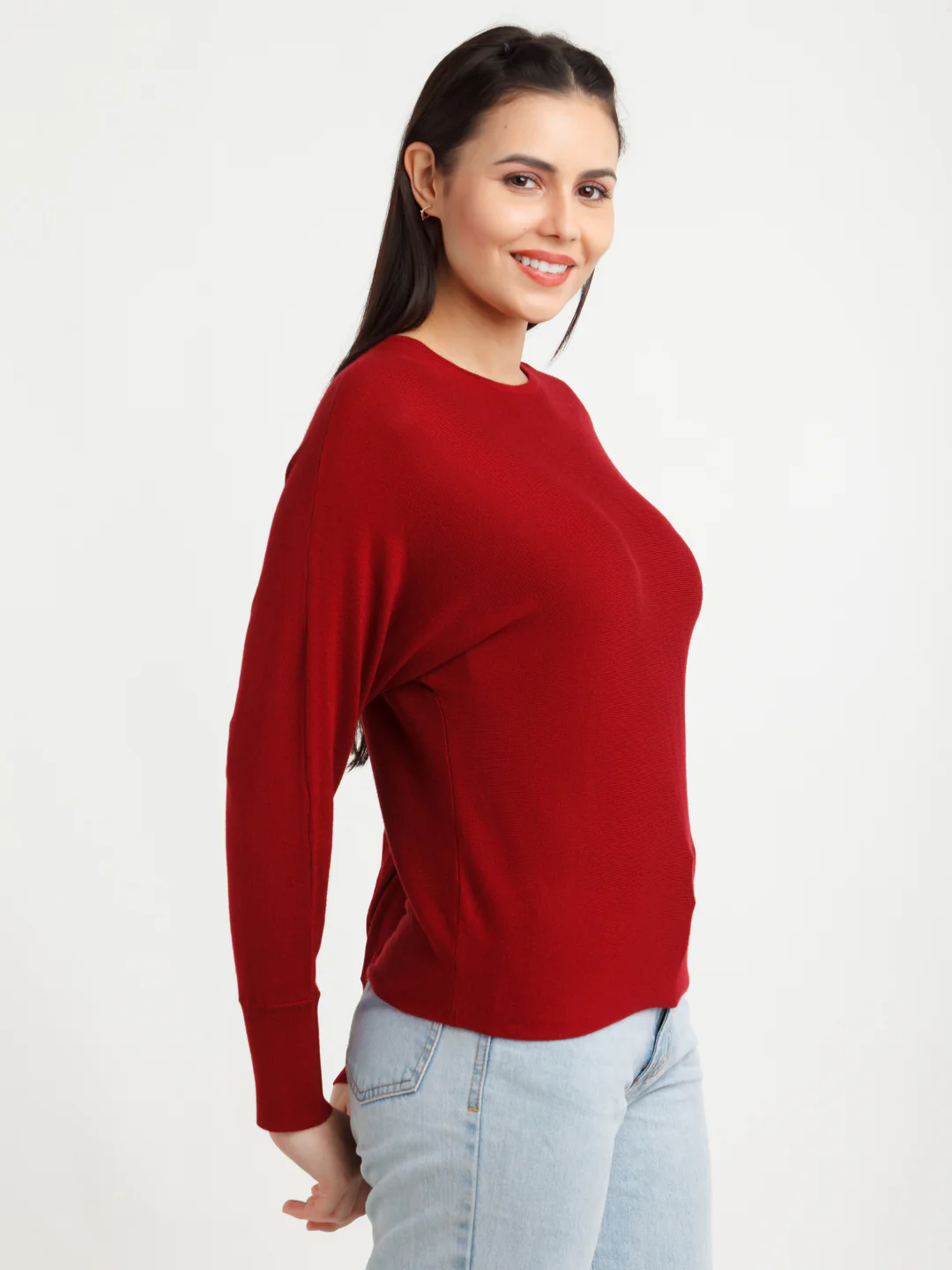 Maroon Solid Sweater - Image 3