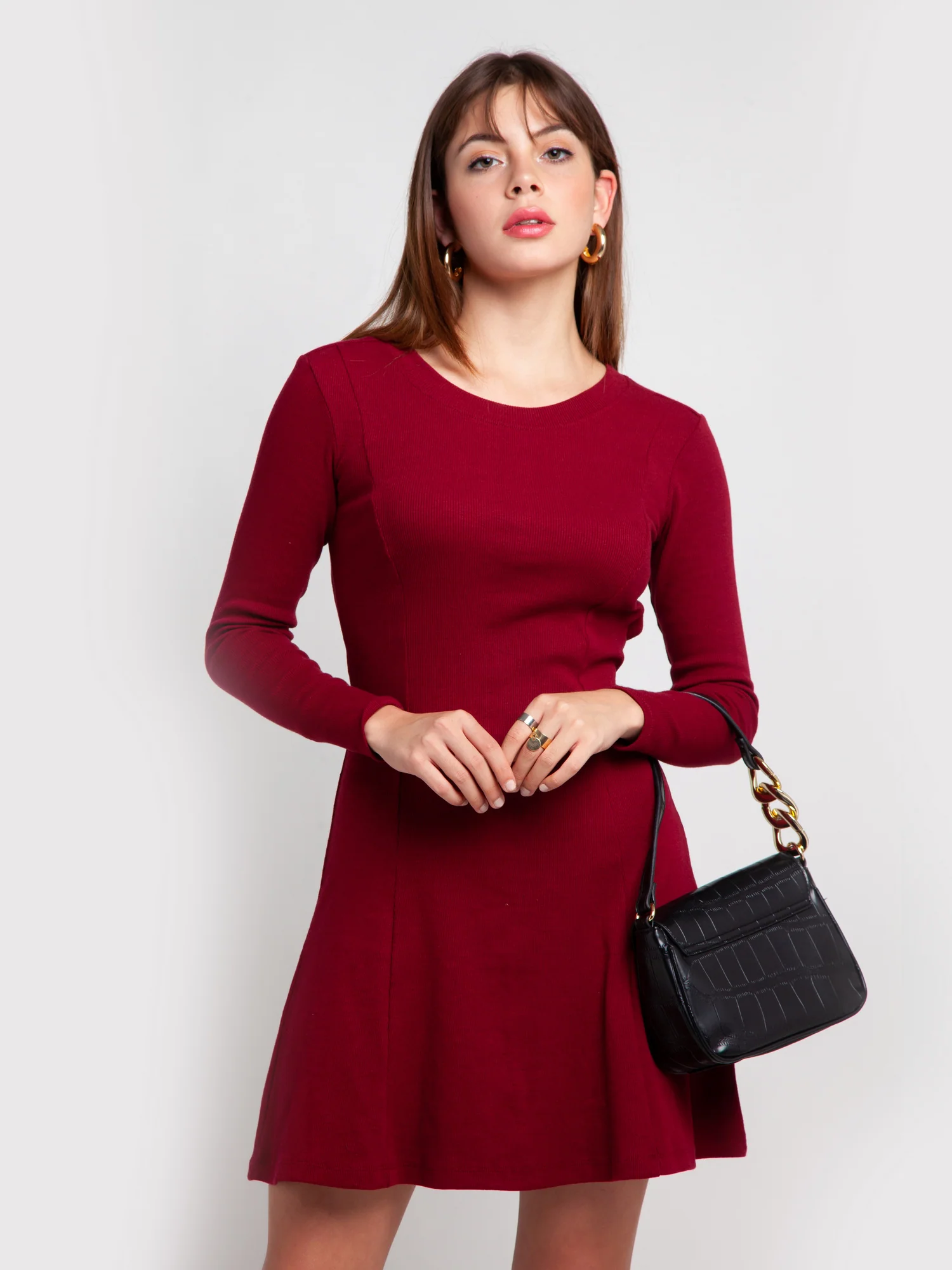 Maroon Solid Tie-Up Short Dress - Image 4