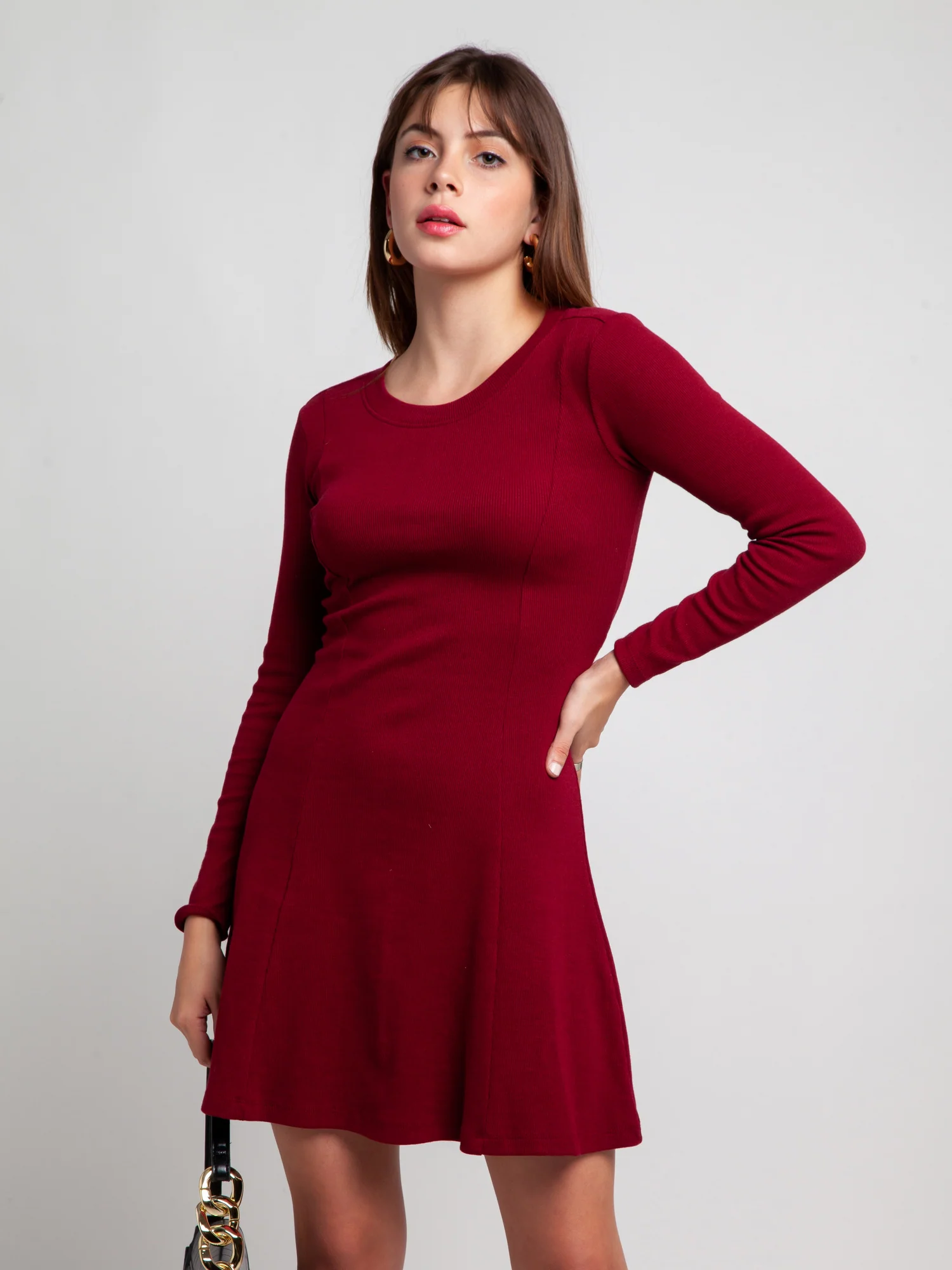 Maroon Solid Tie-Up Short Dress - Image 6