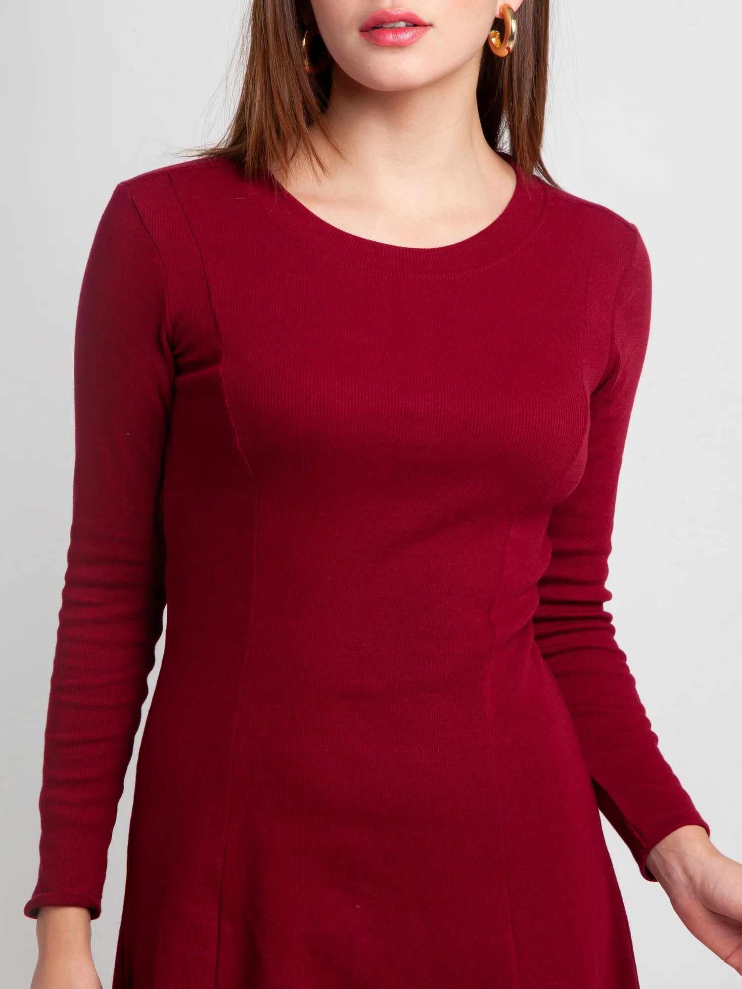 Maroon Solid Tie-Up Short Dress - Image 7