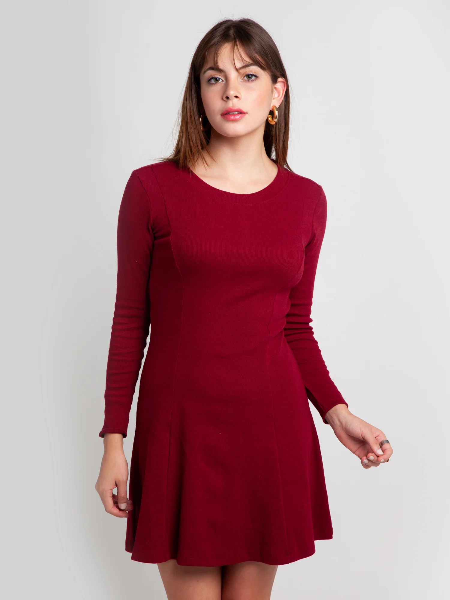Maroon Solid Tie-Up Short Dress - Image 8