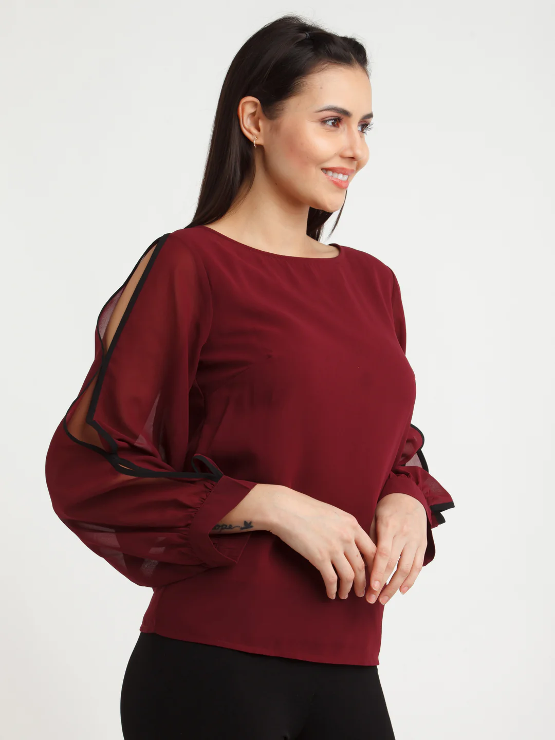Maroon Solid Top - Image 3
