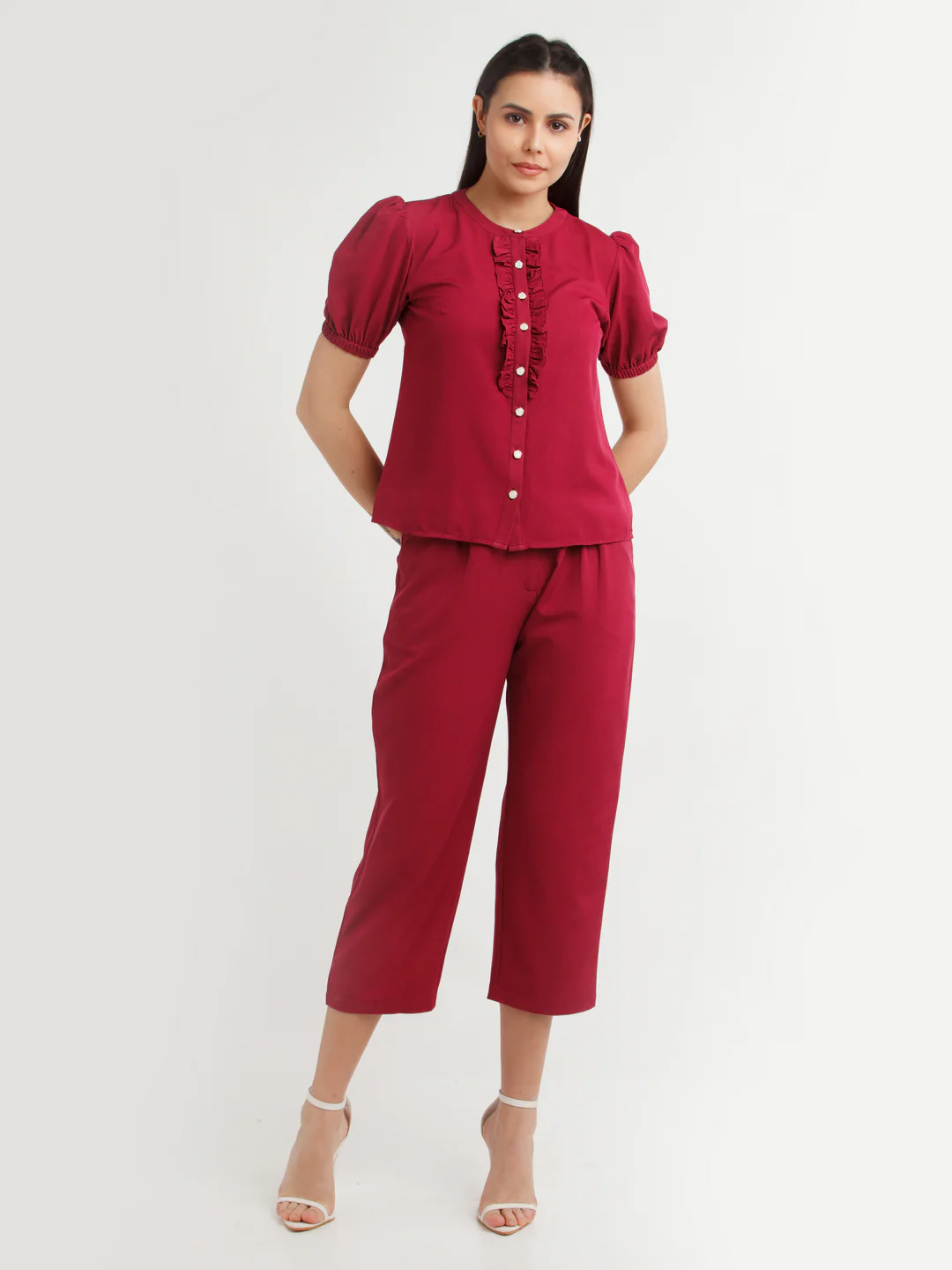 Maroon Solid Trouser - Image 5