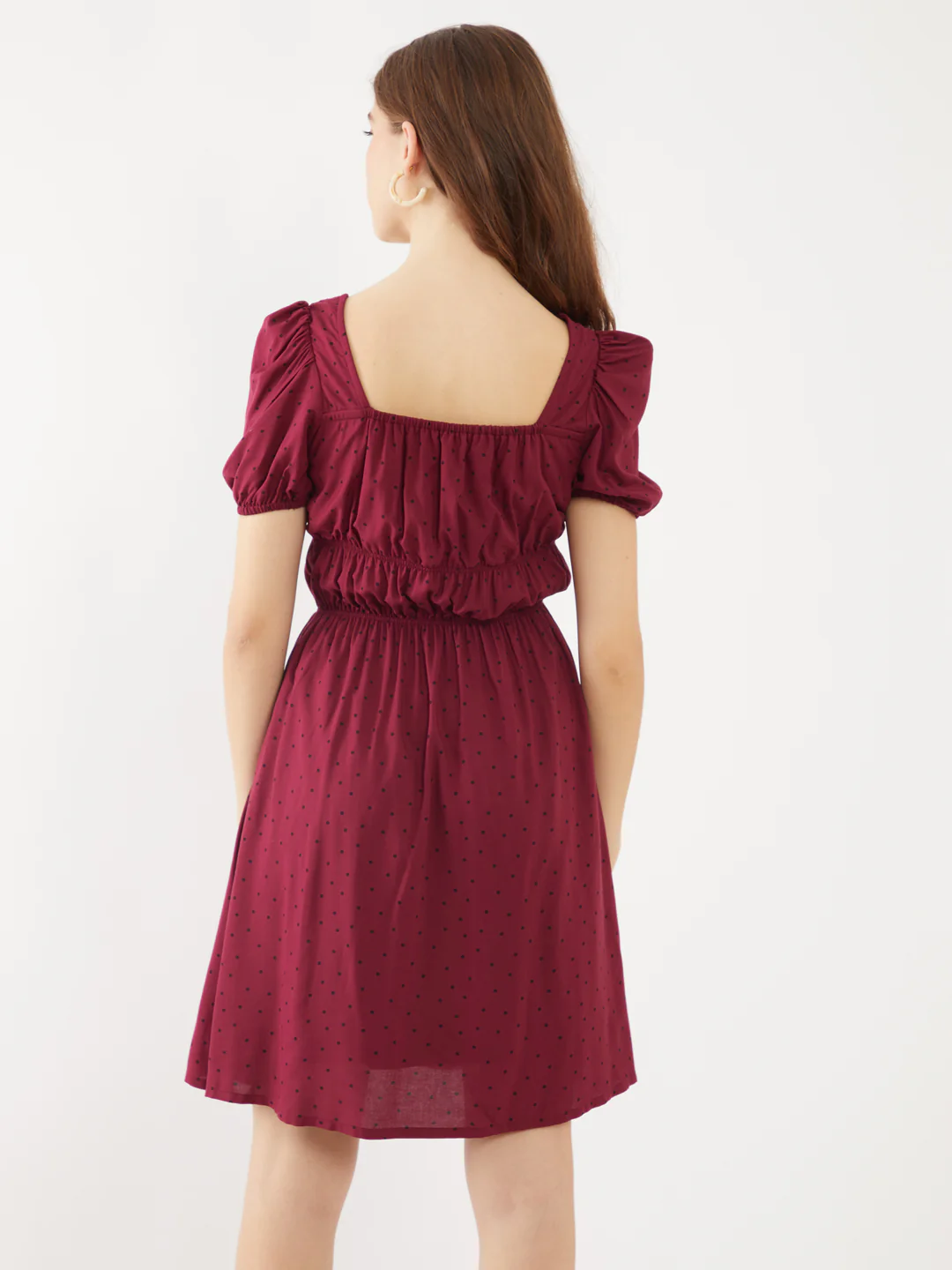 Maroon Striped Short Dress - Image 3