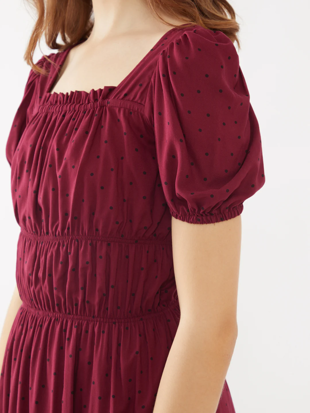 Maroon Striped Short Dress - Image 5