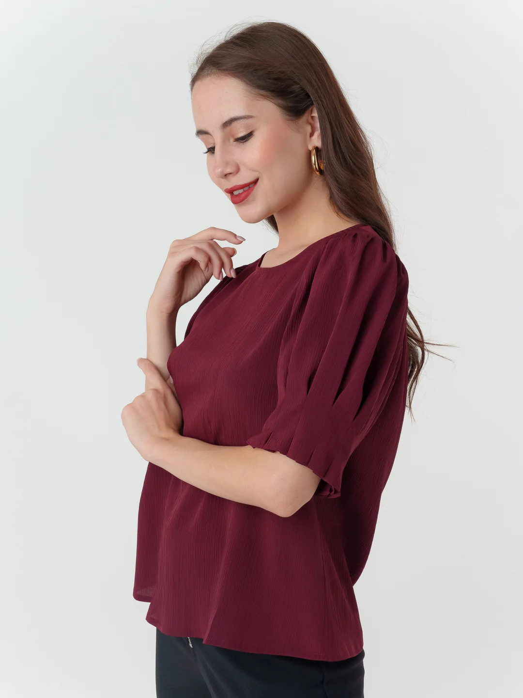 Maroon Textured Regular Top - Image 3