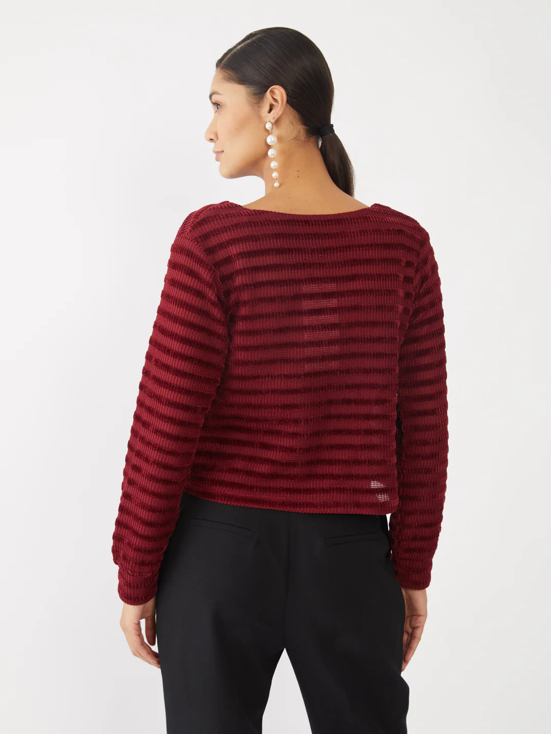 Maroon Textured Top with Jacket - Image 4