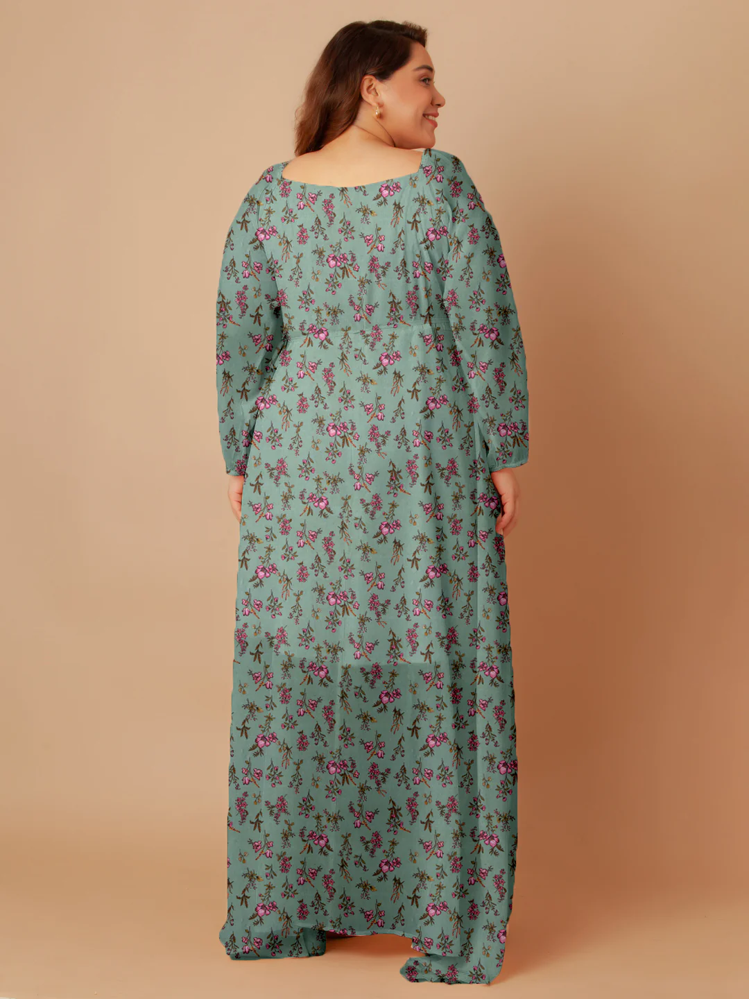 Mint Floral Print Wrap Maxi Dress - Image 5