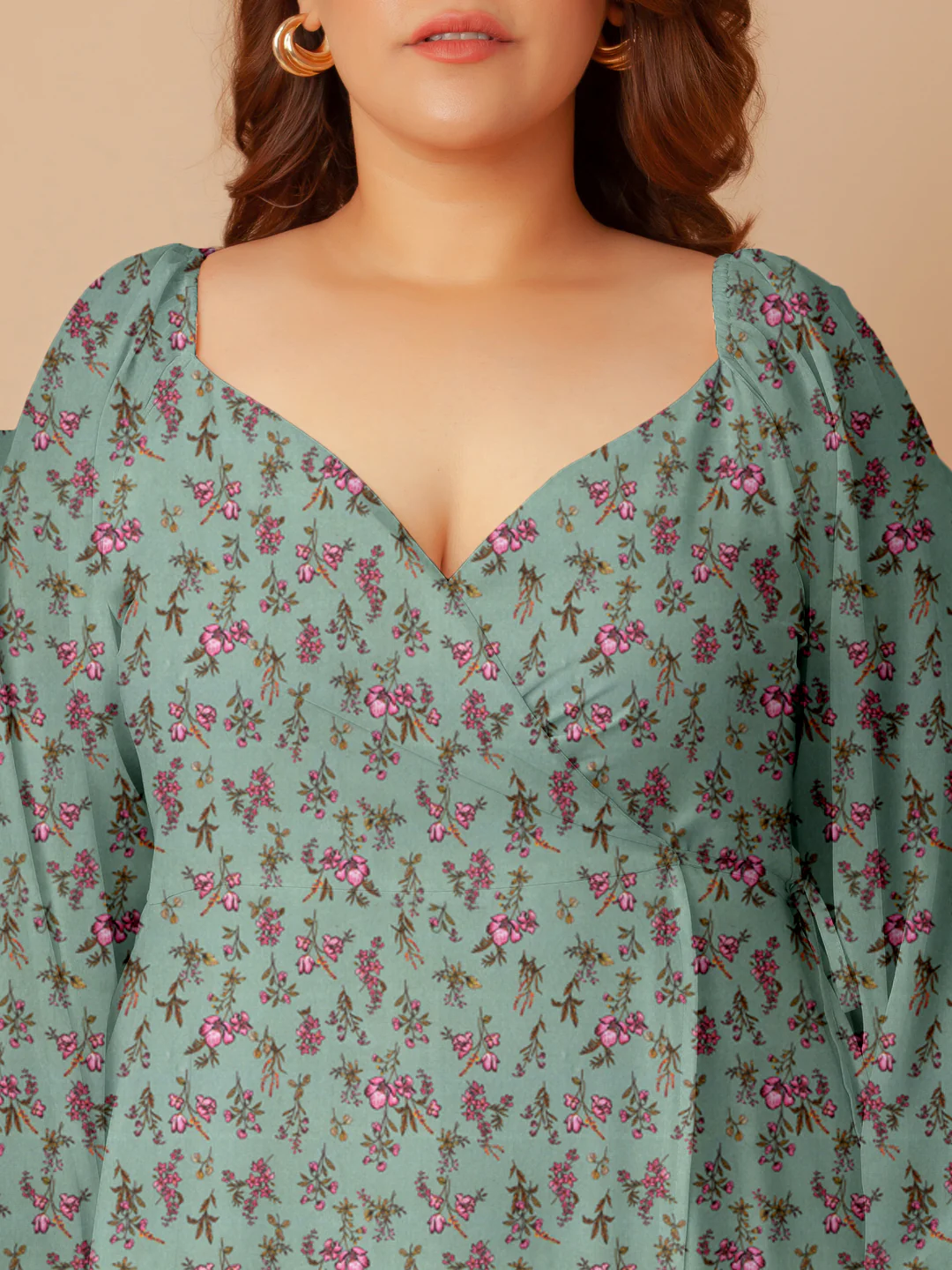 Mint Floral Print Wrap Maxi Dress - Image 6