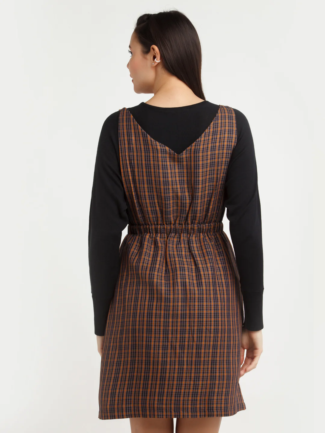 Multi Color Checked Mini Dress - Image 4