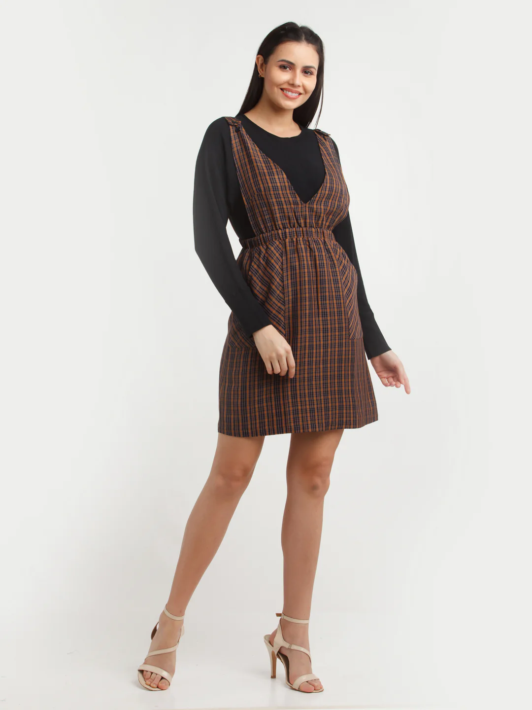 Multi Color Checked Mini Dress - Image 5