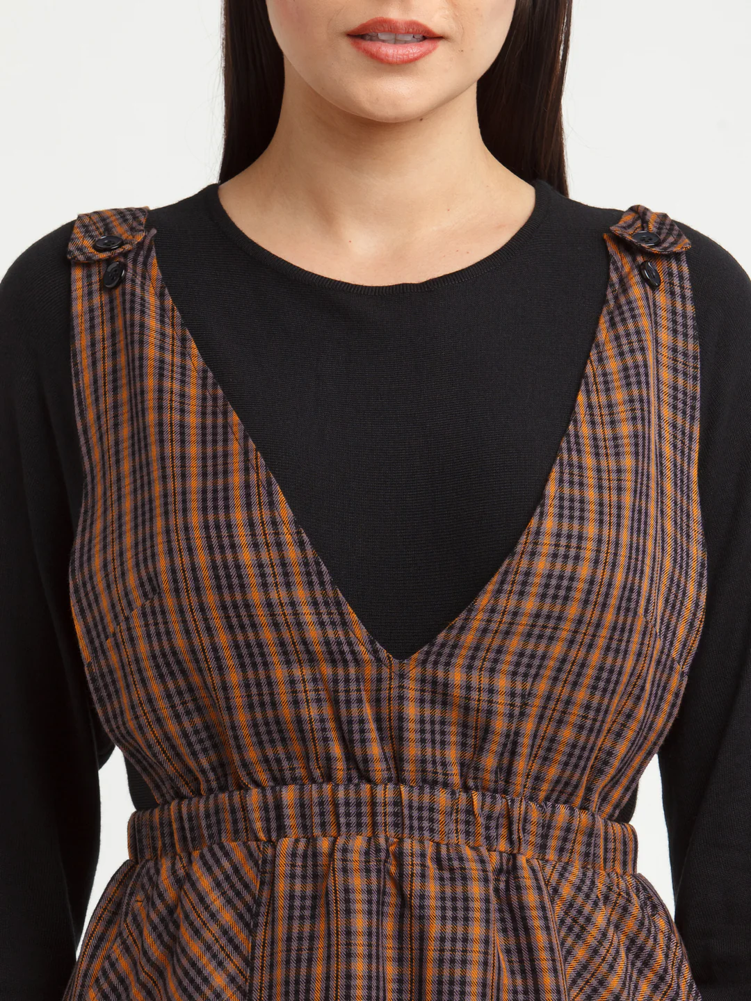 Multi Color Checked Mini Dress - Image 6
