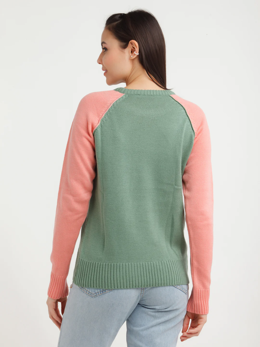 Green & Pink Colorblock Sweater - Image 4