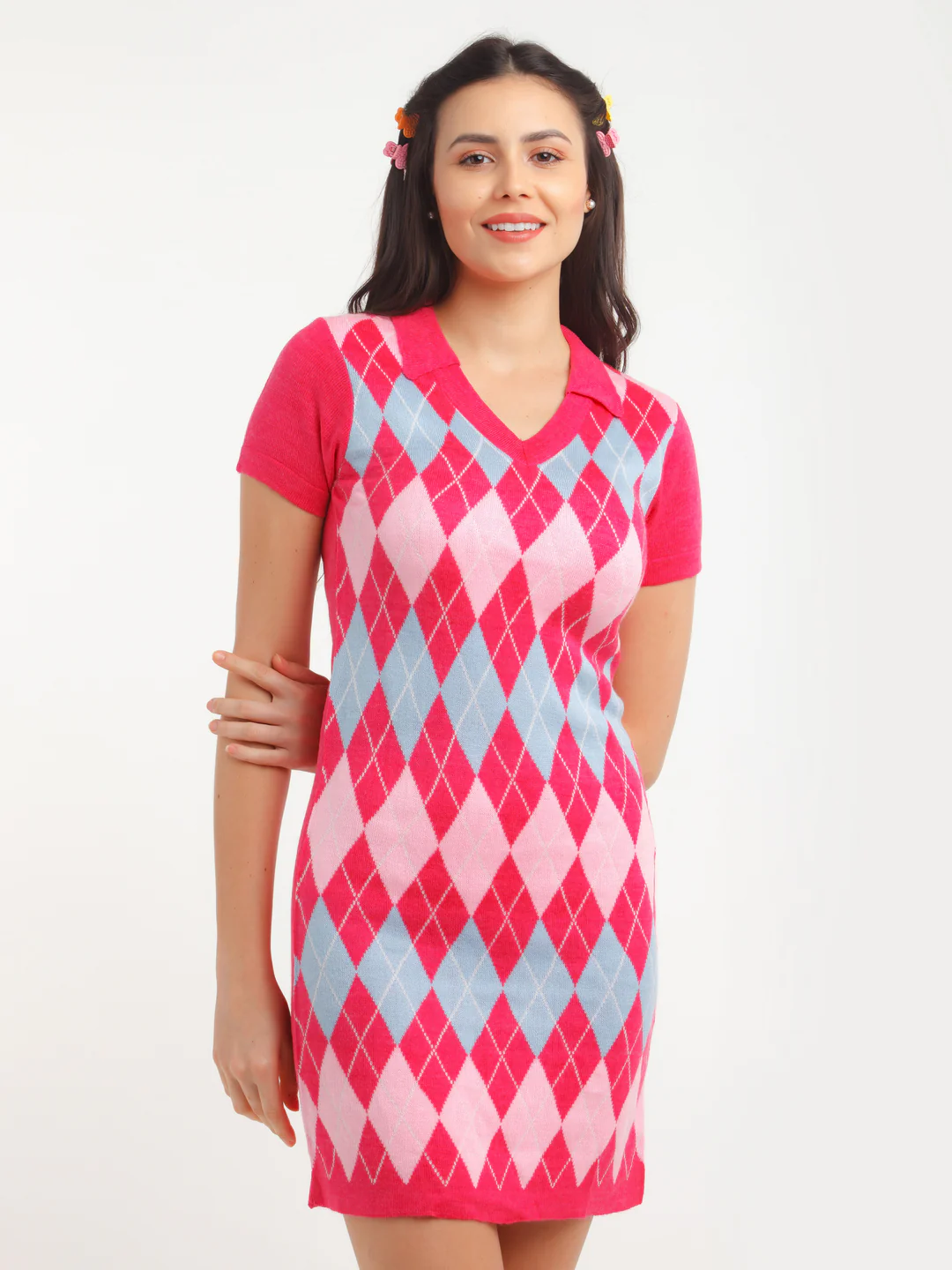Multi Color Geometric Print Mini Dress - Image 2