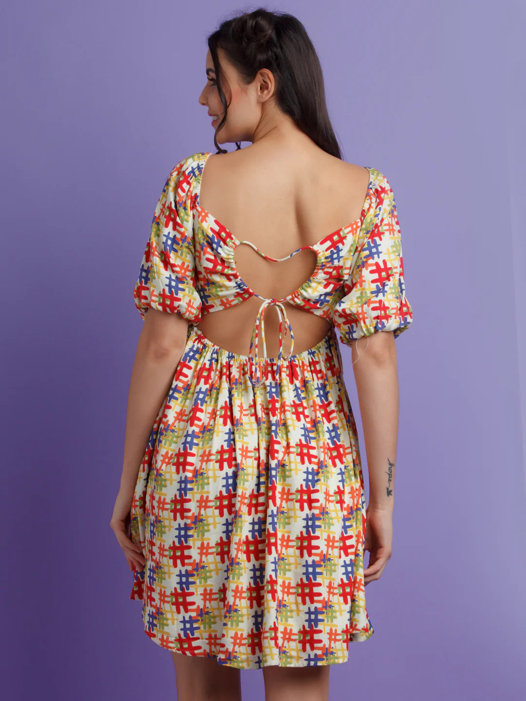 Multi Color Printed Mini Dress - Image 4
