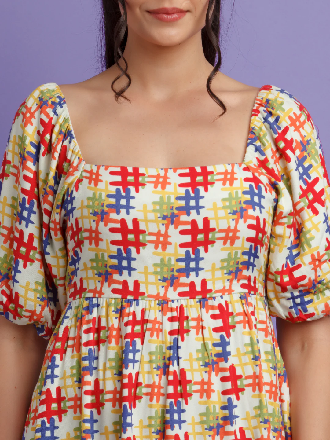 Multi Color Printed Mini Dress - Image 6