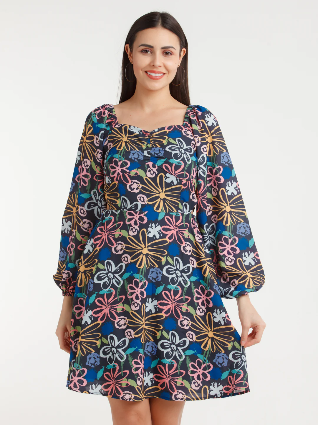 Multi Color Printed Mini Dress - Image 2