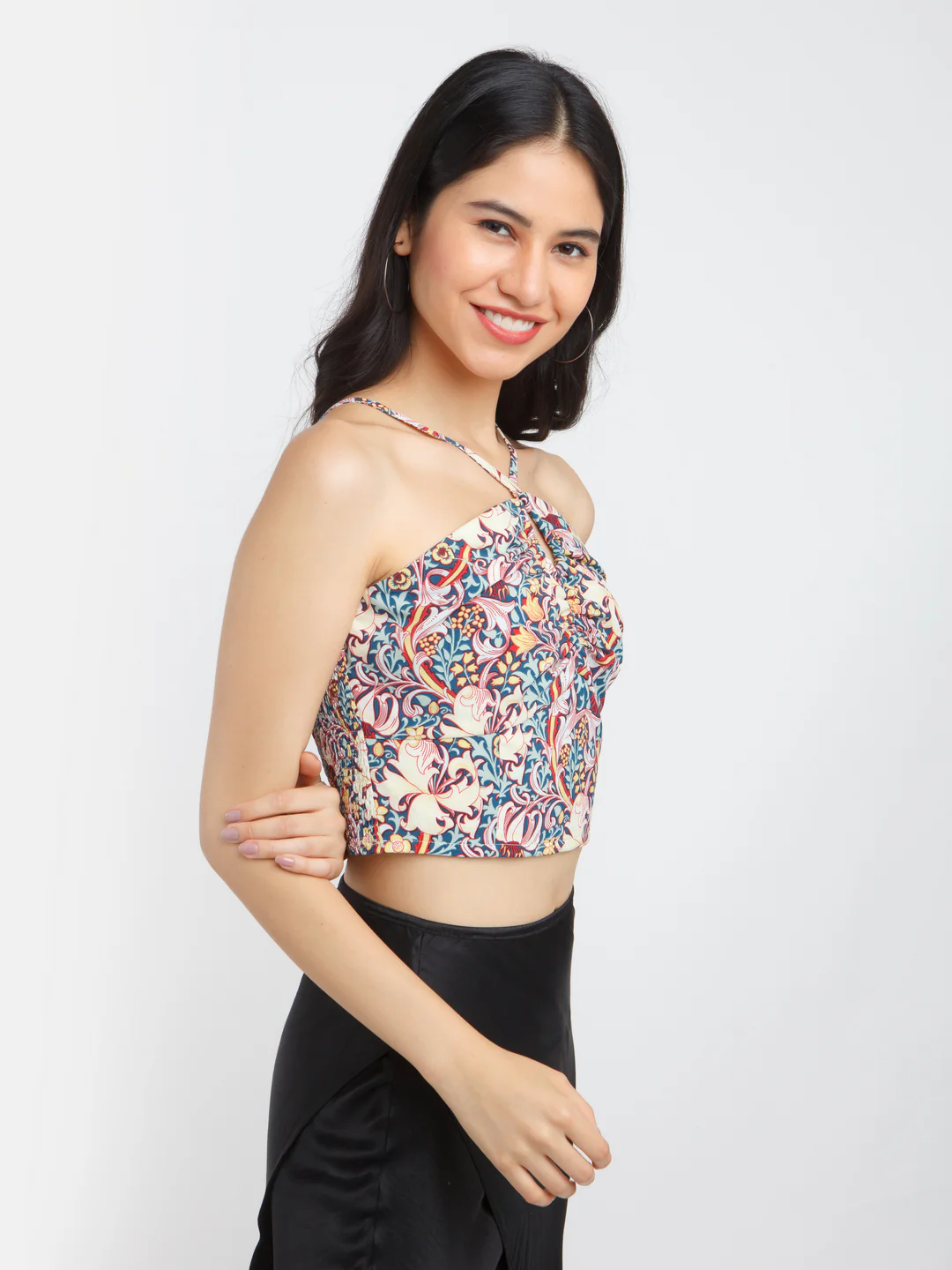 Multi-Colored Abstract Printed Off-Shoulder Top - Image 3