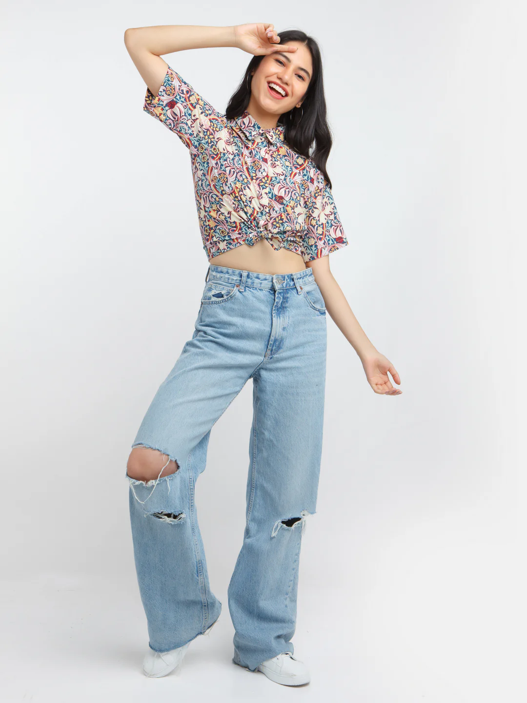Multi-Colored Abstract Printed Short Shirt