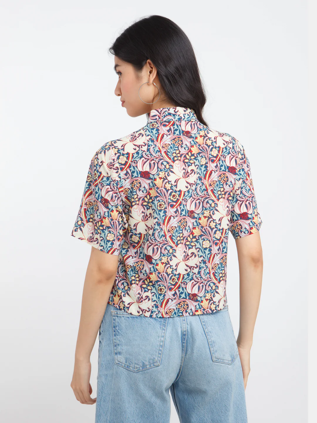 Multi-Colored Abstract Printed Short Shirt - Image 4