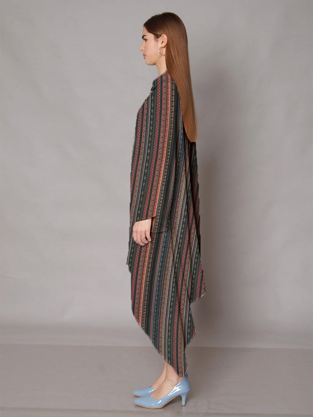Multi-Colored Bohemian Printed High-Low Midi Dress - Image 3